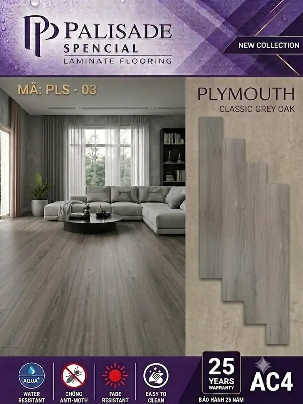Sàn gỗ Palisade PLS-03 Plymouth Classic Grey Oak